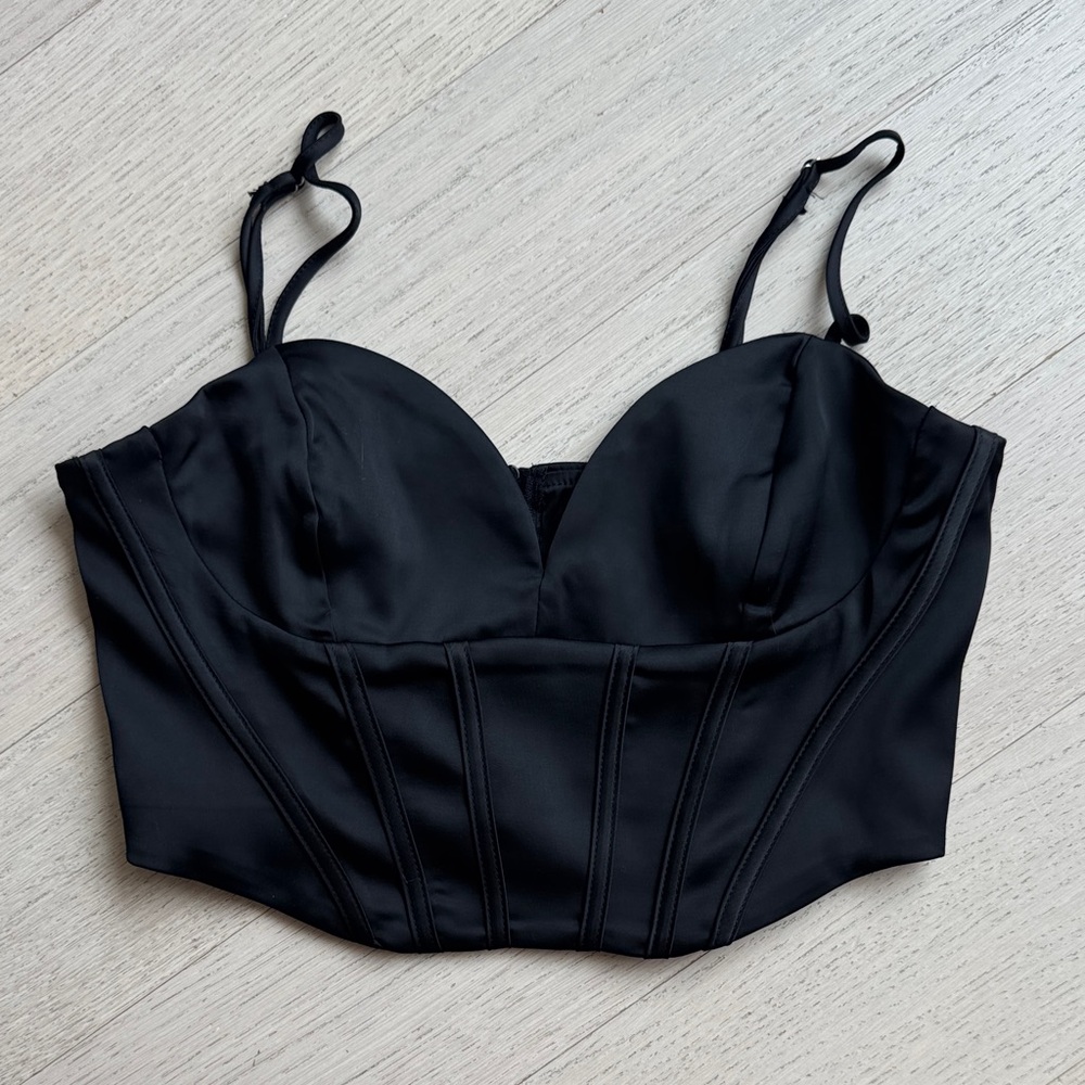 Dynamite Charcoal Satin Bustier